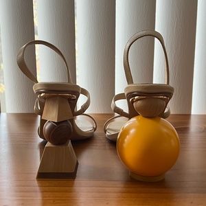 Slingback Sandals - Unique wooden heels